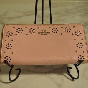 Coach Baby Pink Bling Zip around Wallet
